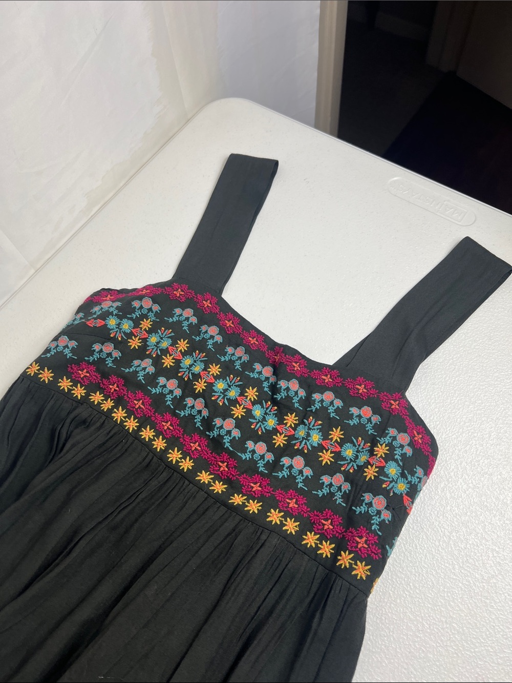 Natural Life Sz M Tricia Embroidered Maxi Sleeveless Dark Olive/Gray Boho - Picture 4 of 10
